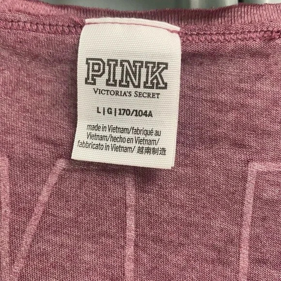 PINK By Victorias Secret Tissue Tee V-Neck Logo Size Large Short Sleeve Shirt - Picture 3 of 3